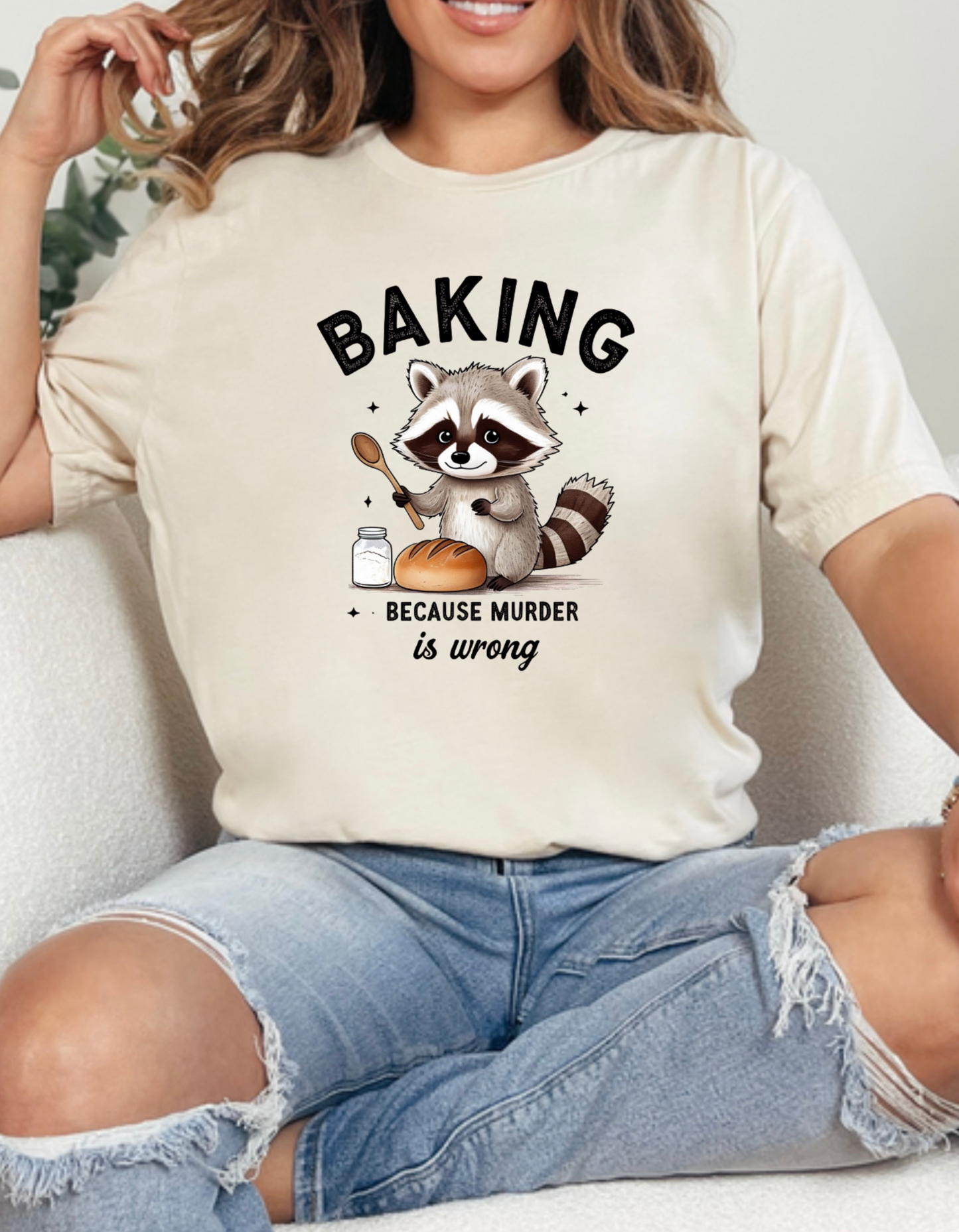 Comfort Colors Baking because murder is wrong tee